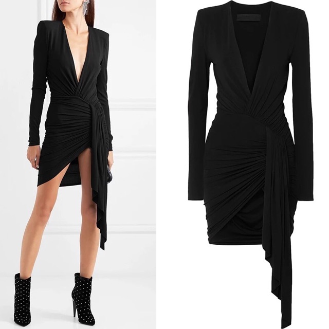 VÁY XẺ TAY DÀI - ĐỎ / ĐEN. 《Size : S M L XL》