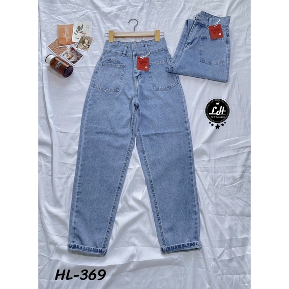Quần baggy jean nữ Lê Huy Fashion lưng siêu cao 2 nút kiểu túi trước form đẹp giá rẻ MS 369