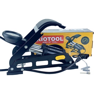  Bơm xe máy đạp chân - bơm xe đạp chuyên dụng bơm khỏe nhanh đồng hồ đo chính xác 2 ống xilanh 