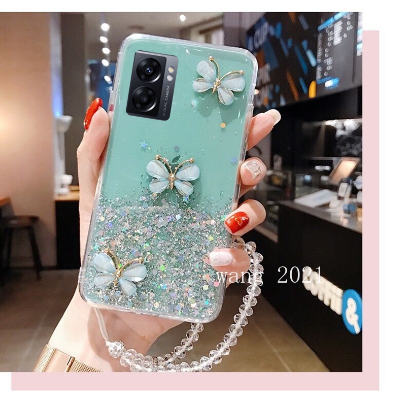 Ốp Điện Thoại Mềm Hình Bướm Lấp Lánh Thời Trang Cho OPPO A77s A77 5G A57 4G 2022