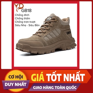 Giày bảo hộ lao động DINGGU, giày bảo hộ cao cổ da bò lộn siêu bền chính hãng, chống đinh, chống nước