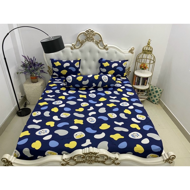 Bộ drap thun❤️FREESHIP❤️ ga thun lạnh Hàn Quốc mẫu hoạt hình(1 ga , 3 vỏ gối)