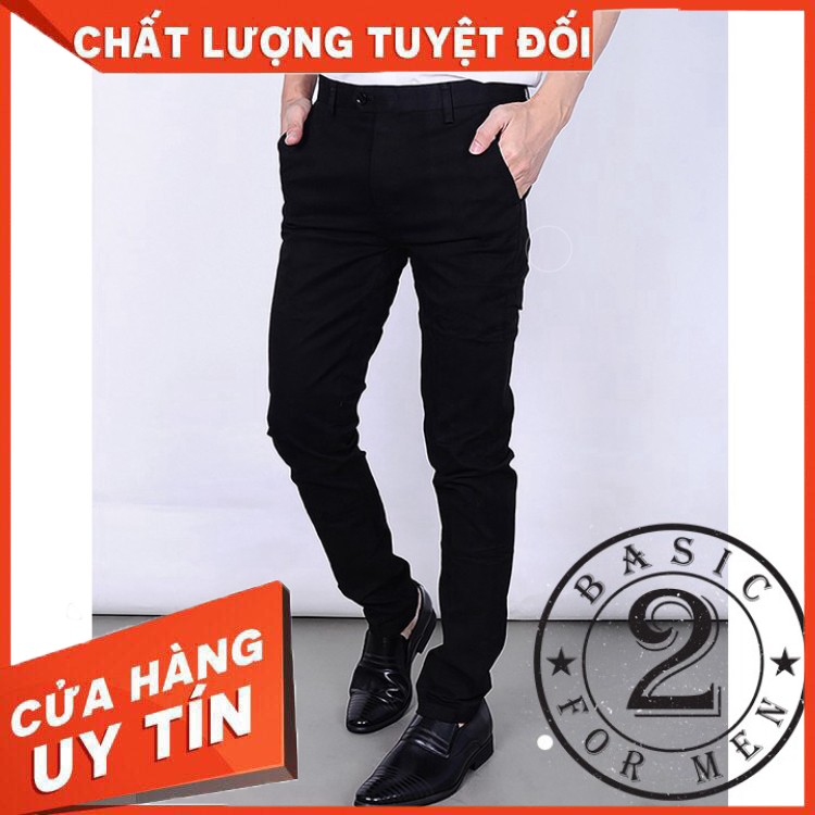 Quần Kaki Nam Màu Đen Chất Co Giãn Vải Mềm Mịn Dáng Ôm Ống Côn Hàn Quốc - Hàng nhập khẩu