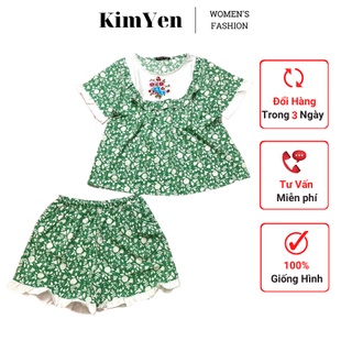 Đồ bộ đùi tay cộc vải lụa hàn mặc nhà mềm mát
