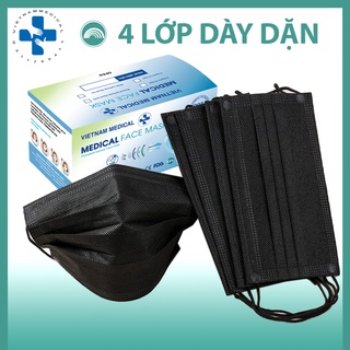(Giá tốt) Khẩu Trang Y Tế 4 Lớp Màu Đen VIETNAM MEDICAL - Hàng chính hãng - Hộp 50 cái
