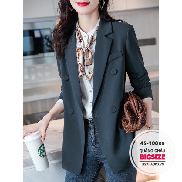 BIGSIZE Nữ (45-100kg) Áo vest nữ blazer khoác tay dài dáng rộng màu cà phê thời trang thanh lịch cho nữ - Phong cách Hàn Quốc - quảng châu cao cấp | BigBuy360 - bigbuy360.vn