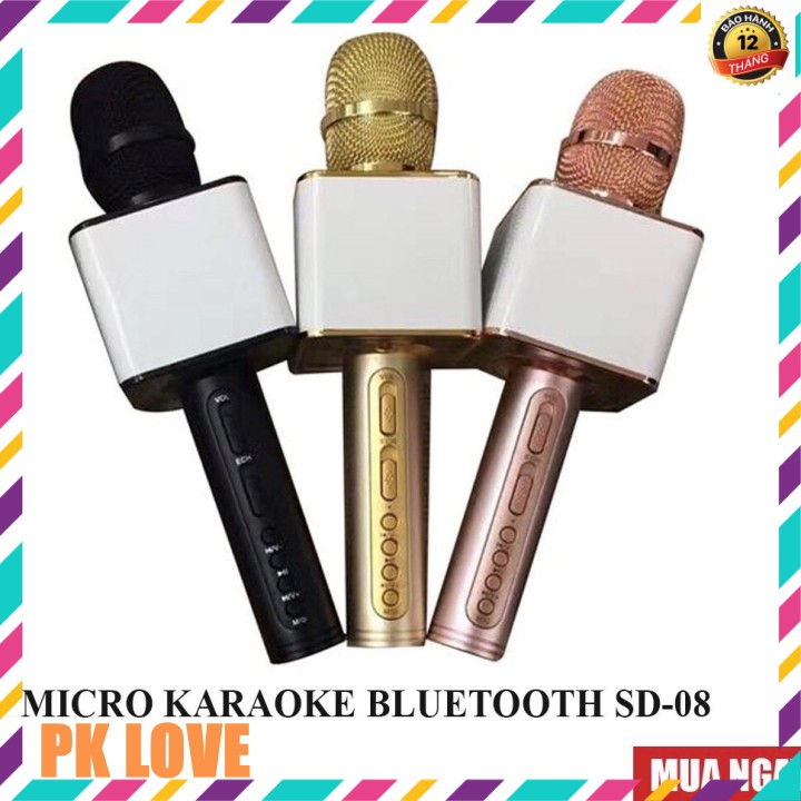 Micro Karaoke không dây SD-08 bluetooth hàng loại 1 âm thanh cực chuẩn - BH 12 tháng