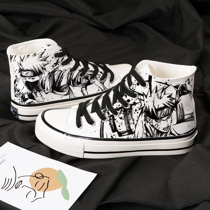 Mới Giày Vải Canvas In Hình Naruto Sasuke Thời Trang Mùa Hè Cho Nam Sinh Trung Học