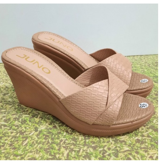 DÉP QUAI CHÉO ĐẾ GIẢ GỖ NỮ CAO 9CM