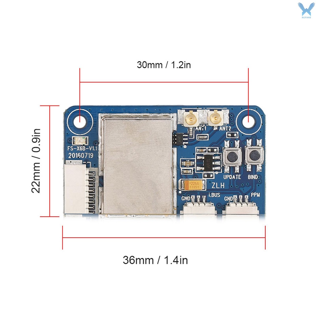Thiết bị nhận tín hiệu Rs FlySky Fs-X6B 2.4g Pwm Ppm I.Bus dành cho Drone Fs-I10 Fs-I8 Fs-I6X Fs-I4 Fs-I6 Fs-I6S
