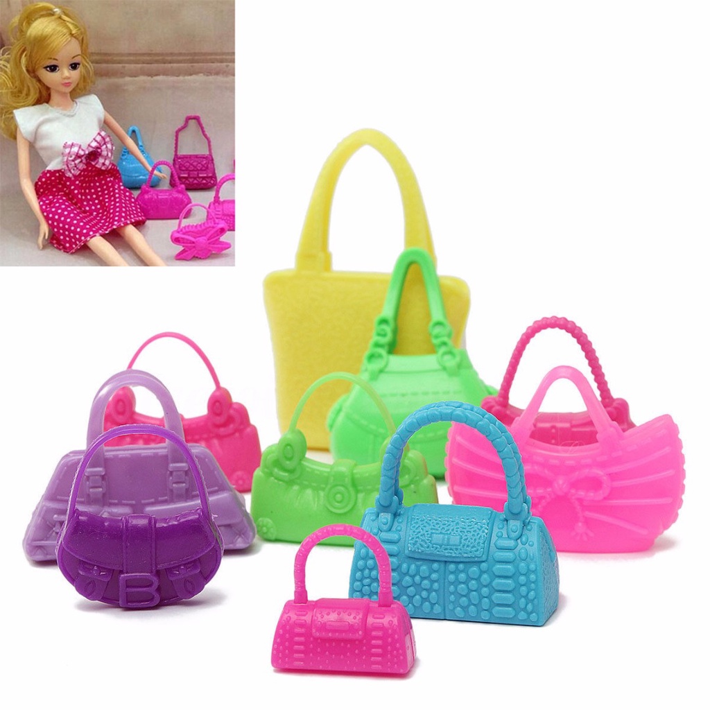 Set 10 Túi Xách Nhựa Nhiều Màu Sắc Cho Búp Bê Barbie ☆Chiến Binh