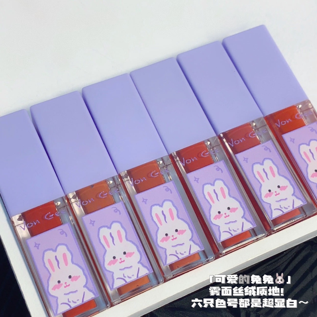 Von Gee® Son Môi Chống Thấm Nước Không Phai Màu Thiết Kế Vỏ Hình Thỏ Dễ Thương