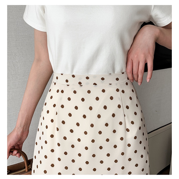 Chân Váy Đuôi Cá Dài Qua Gối Eo Cao Co Giãn Họa Tiết Chấm Bi Thời Trang Mùa Xuân Mới 2023