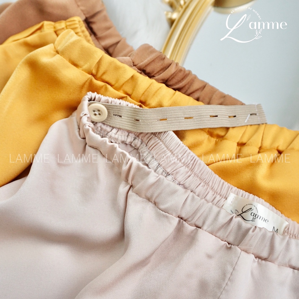 Quần ngủ chất lụa cao cấp, mặc nhà cho mẹ bầu , thiết kế bởi LAMME
