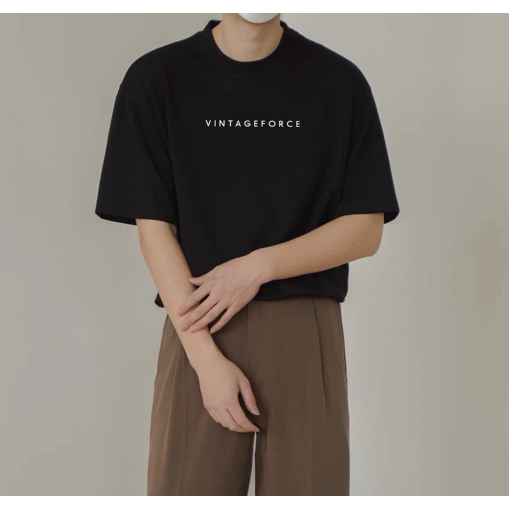 áo phông 3158 in chữ vintageforce chất liệu cotton