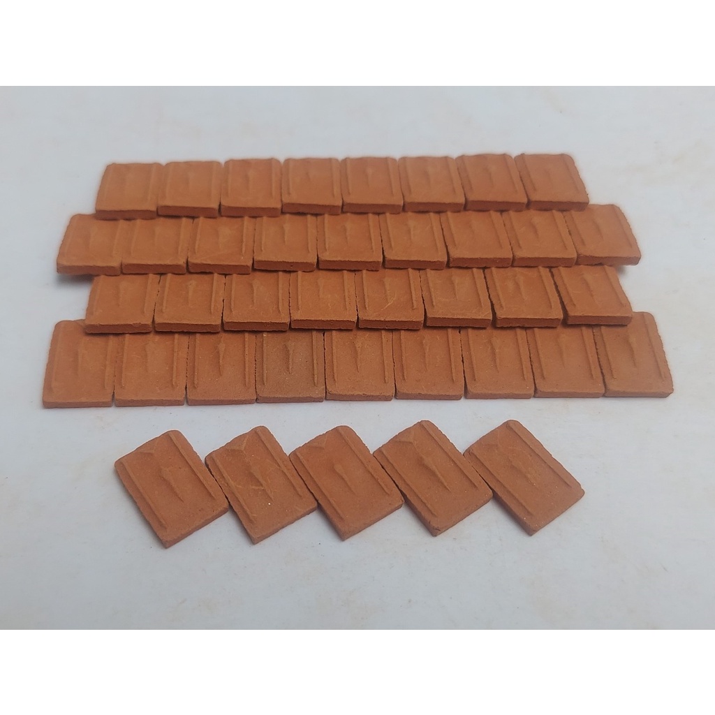 100 viên - NGÓI VUÔNG Mini 15x10x2mm, Gạch Ngói Đất Sét Nung Mô Hình, Tiểu Cảnh.