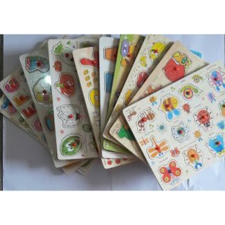 Combo 10 bảng gỗ: hình, chữ, số, đồ vật, con vật....