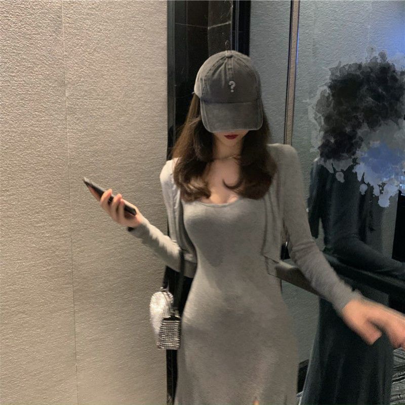 Set áo khoác ngoài + váy body 2s dáng dài