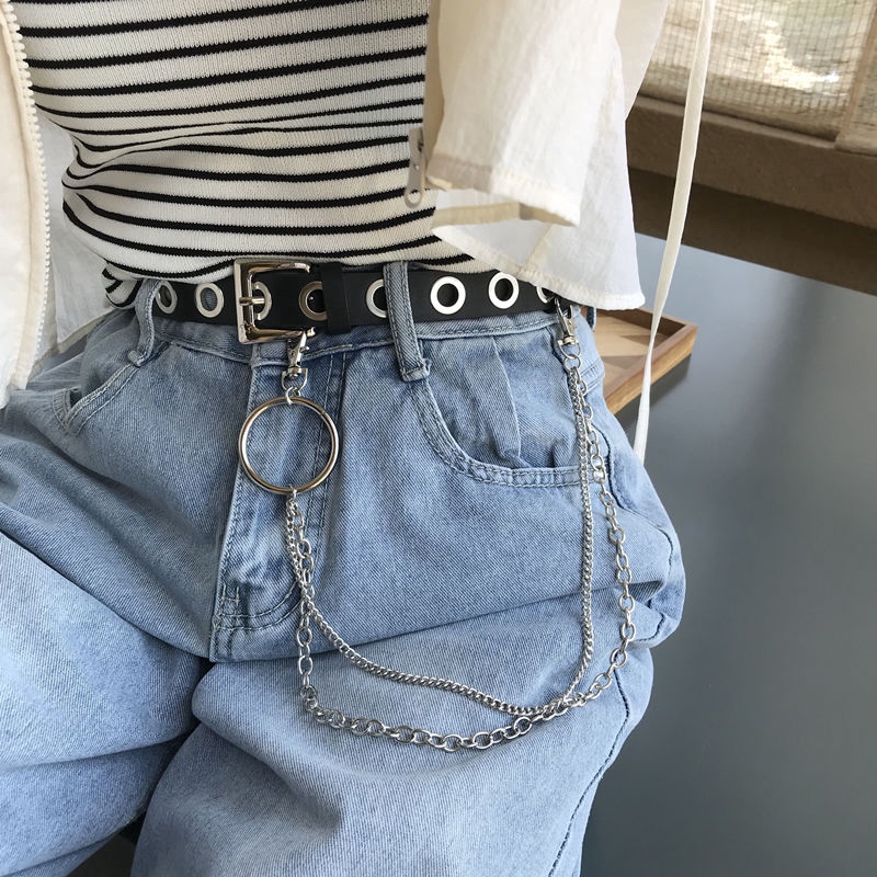 Thắt Lưng Đơn Giản Phối Dây Xích Phong Cách Retro Harajuku