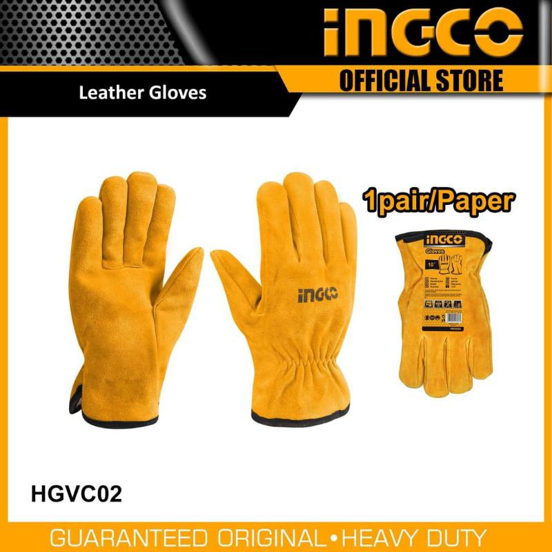 Găng tay vải da dùng vận hành máy ingco HGVC02
