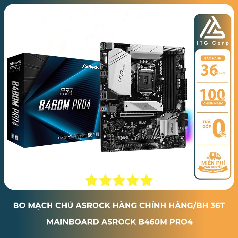 Bo mạch chủ Main Asrock B460M PRO4 - Hàng chính hãng, NEW 100%