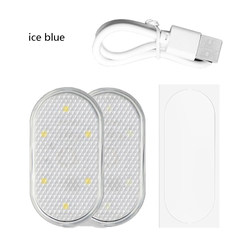 Bộ 2 Đèn LED Gắn Trần Xe Hơi Ban Đêm Cảm Ứng Có Thể Sạc Lại