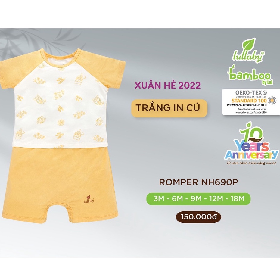 Body suit cộc tay Lullaby Modal Bamboo cao cấp mềm mịn thoáng mát cộc tay cho bé trai bé gái Nh636P NH622P NH690P