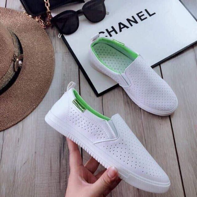 Giày slipon nữ trắng full