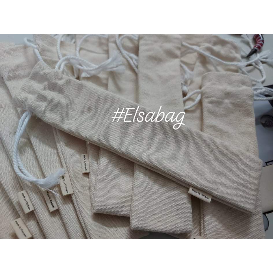 Túi canvas đựng ống hút tre