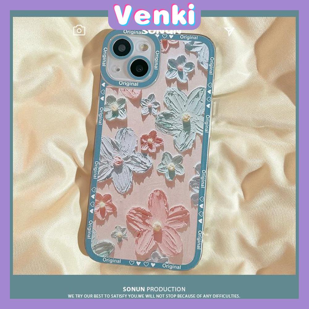 Ốp điện thoại silicon mềm khung vuông họa tiết hoa chống sốc thích hợp cho iPhone 11 13 Pro Max 12 Pro Max 7 Plus xr