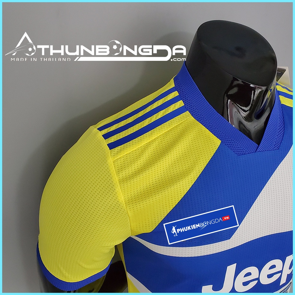Áo Juventus vàng xanh sân khách 2021/2022, 2021/22 mẫu 3 Bản PLAYER Issue Body fit cao cấp