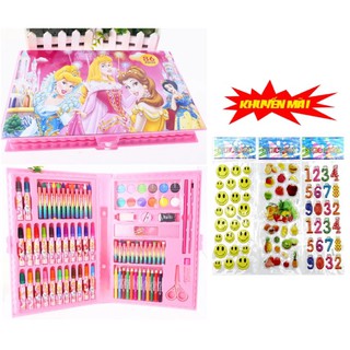 Bộ chì màu 86 món+1 vỉ dán hoạt hình cho bé