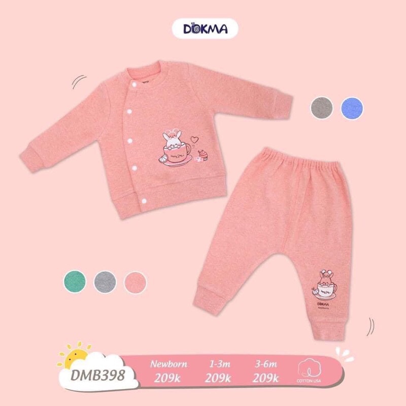 [DMB398] Bộ nỉ cài lệch sơ sinh Dokma ấm áp cho bé