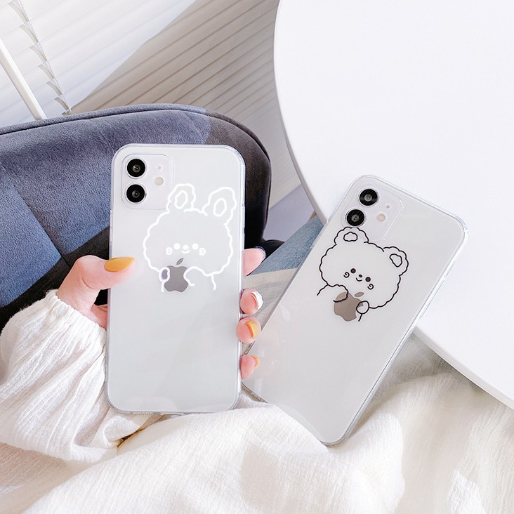 Ốp lưng iphone trong cạnh vuông BVC gấu thỏ ôm 6plus/6splus/7/7plus/8/8plus/x/xr/xs/11/12/pro/max/plus/promax-Awifi B4-5 | BigBuy360 - bigbuy360.vn