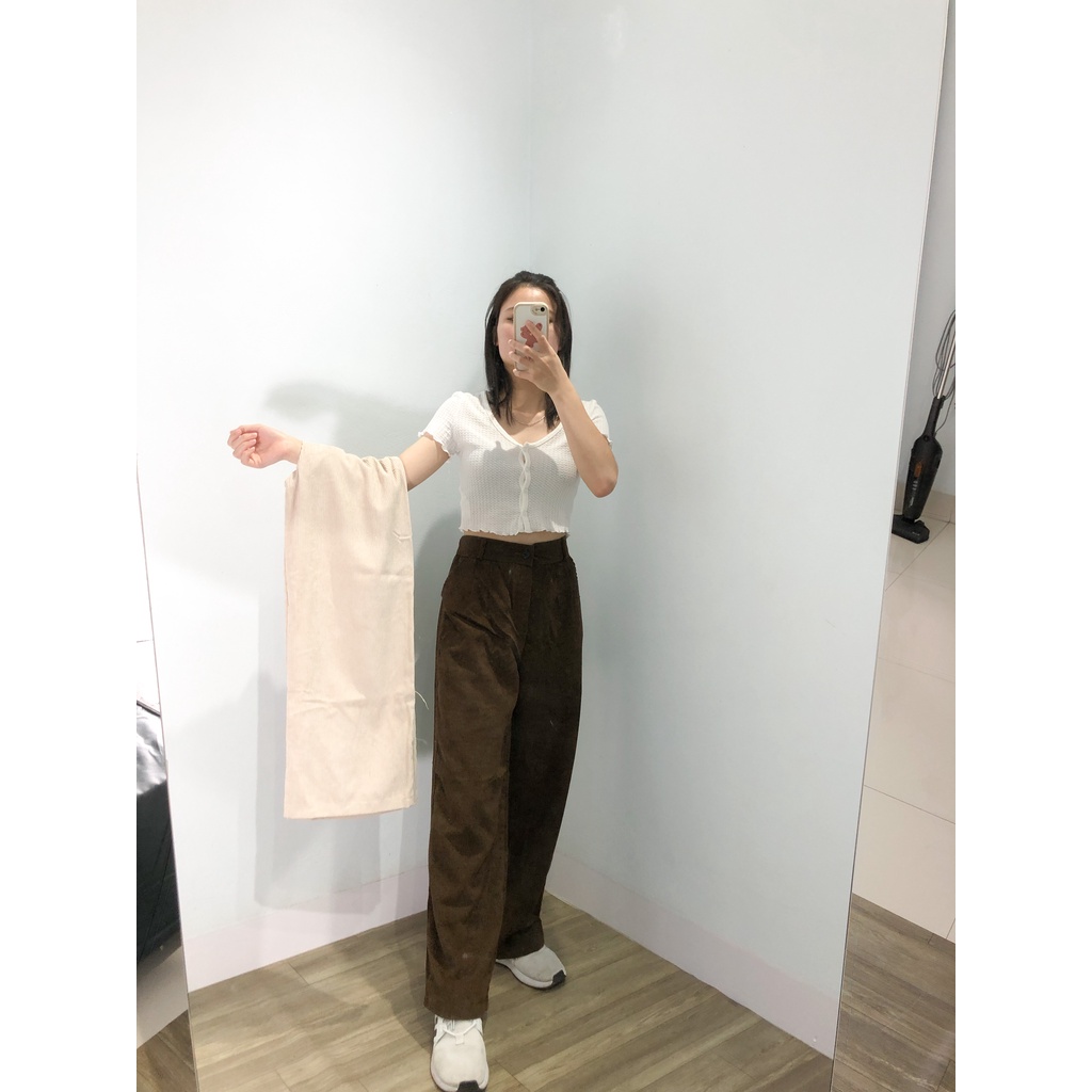 Quần nỉ nữ ống rộng , quần suông chất liệu nỉ len tăm TAN28