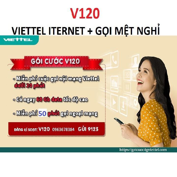 [SIÊU HÓT GIÁ RẺ ] SIM 4G Viettel V120 Tặng 62GB Tháng và miễn phí gọi nội mạng - Viettel V120