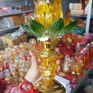 Đèn Sen Thủy Tinh Cắm Điện trang trí ban thờ đồ thờ cúng tâm linh đèn thờ