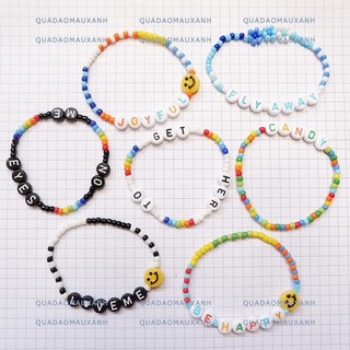 Vòng hạt cườm phối charm mặt cười và thay chữ cái tên theo yêu cầu dành cho nhóm/đôi/couple #letter bracelet