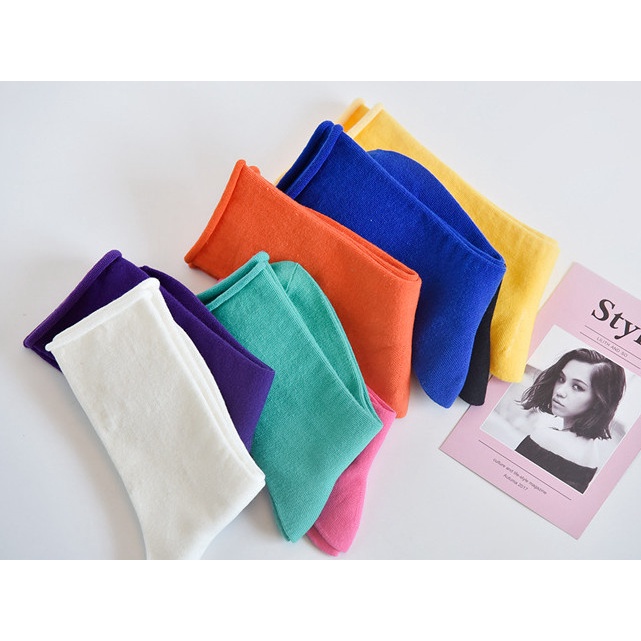 Vớ Tất cotton cổ nhún đủ màu phong cách Hàn Quốc, trẻ trung, năng động.