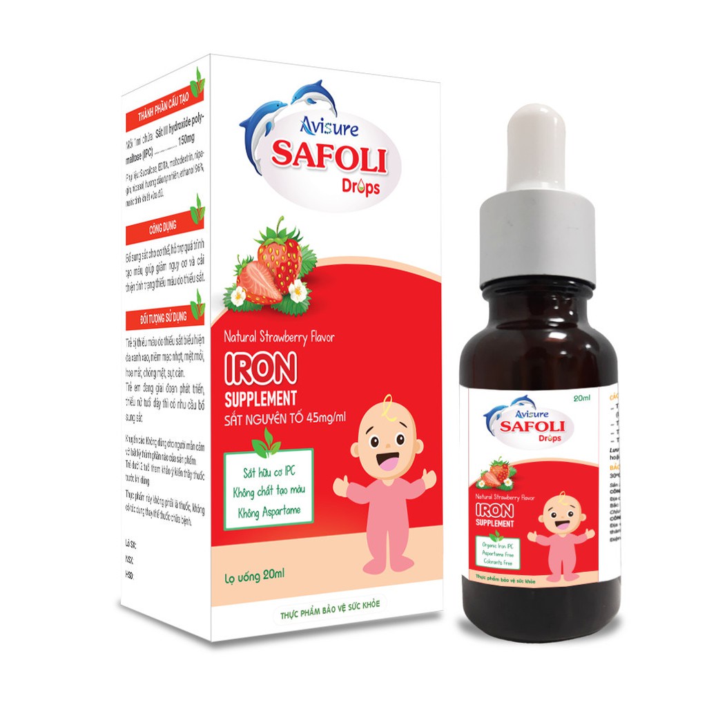 SAFOLI DROP – Sắt nhỏ giọt cho trẻ sơ sinh hỗ trợ quá trình tạo máu, bổ sung sắt cho cơ thể (20 ml)