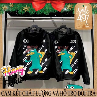 Áo Khoác Dù CAX CAX unisex màu đen form rộng ulzzang Hàn Quốc - Áo gió nam nữ đẹp hình thú mỏ vịt Perry cực xinh 2020