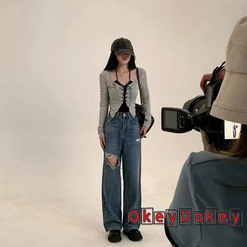 Áo Thun Crop Top Tay Dài Thiết Kế Chéo Trước Ngực Thời Trang Cá Tính Cho Nữ