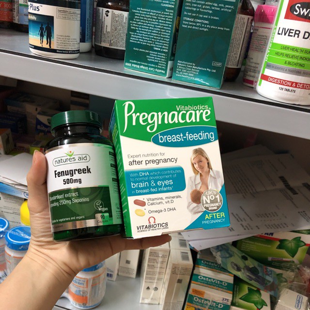 Combo Pregnacare breast feeding và cỏ Cà ri lợi sữa Fenugreek