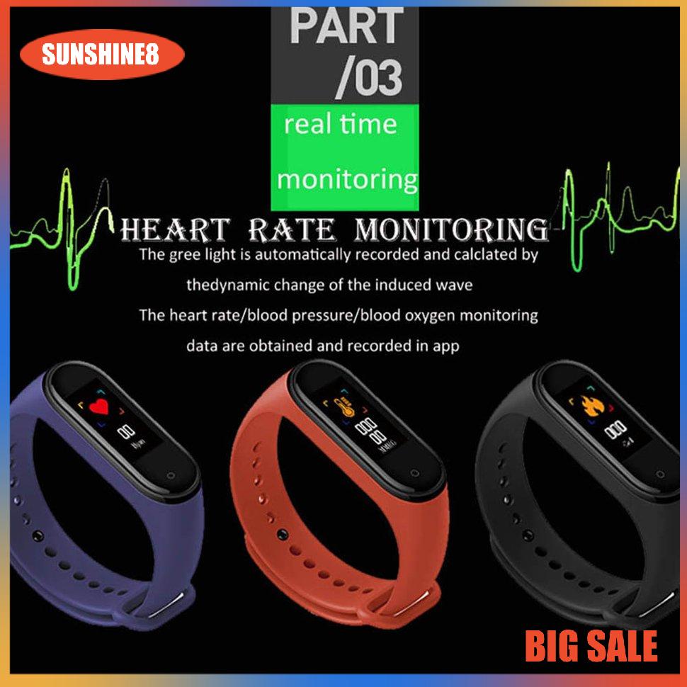 【SUN】❇️M4❇️Fitness Tracker Watch Sport Bracelet Heart Rate Heartband Health Wristband