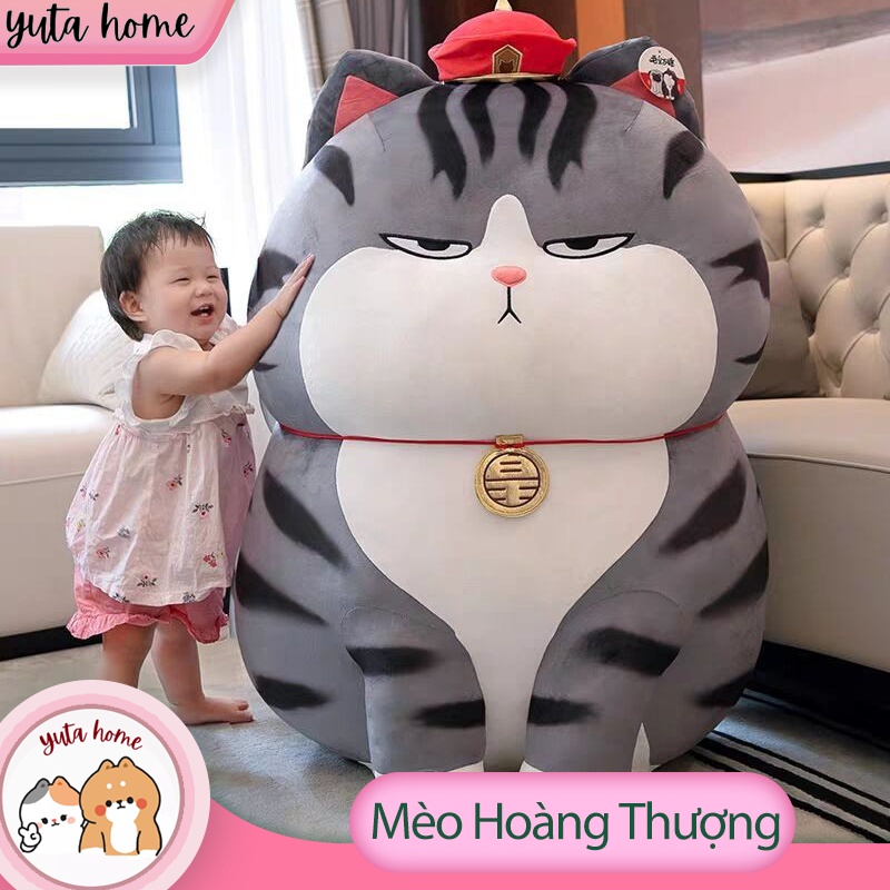 Gấu Nhồi Bông Mèo Hoàng Thượng Mặt Bự Gối Ôm Size To Vải Nhung Cao Cấp Êm Ái Mềm Mịn Yuta Home