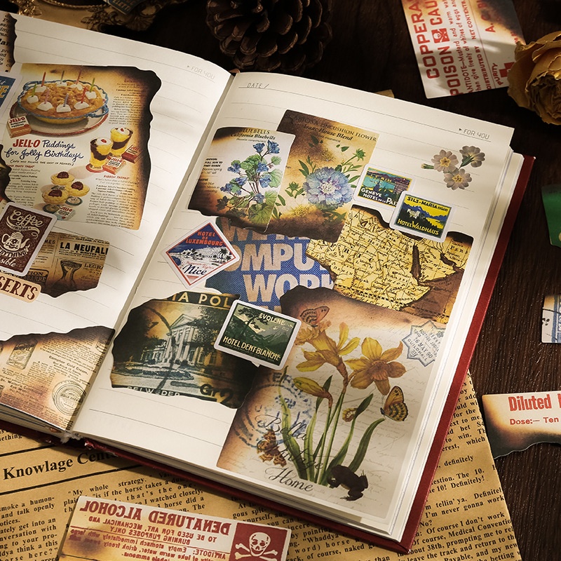 Set 40 Miếng Dán Trang Trí Sổ Tay Phong Cách Cổ Điển Độc Đáo DIY