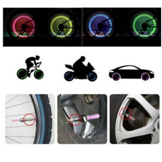 Bộ 2 Đèn Led Gắn Van Bánh Xe Đạp / Mô Tô Tiện Dụng 2 van xe phát sáng