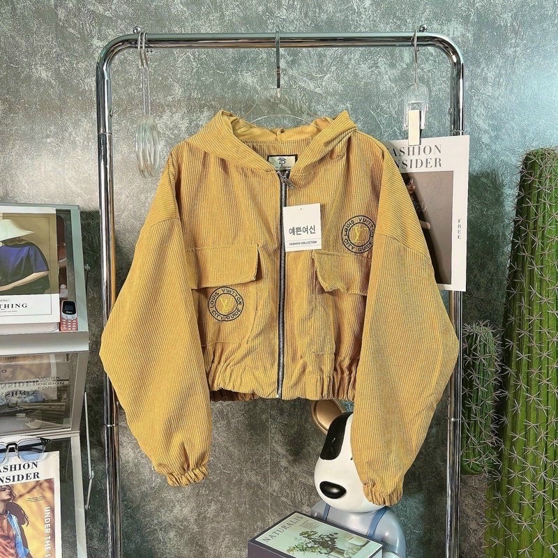 Áo khoác bomber Unisex form lửng chất nhung tăm thêu hoạ tiết dành cho nữM 34-AN STORE