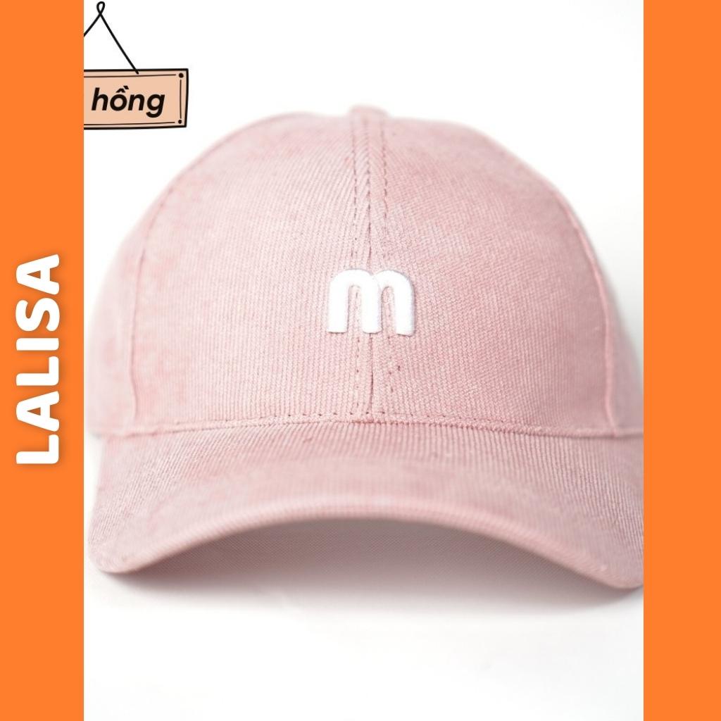 Mũ Lưỡi Trai M LALISA Nón Kết Nhung Thêu Chữ M Phong Cách Ulzzang Form Unisex Nam Nữ NO007