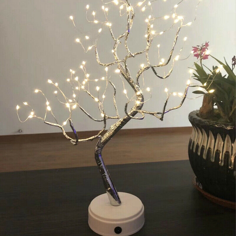 Creative Led Desk Tree Lamp/Copper wire Table Lamps/Battery or USB /Night light for Bedroom Decor